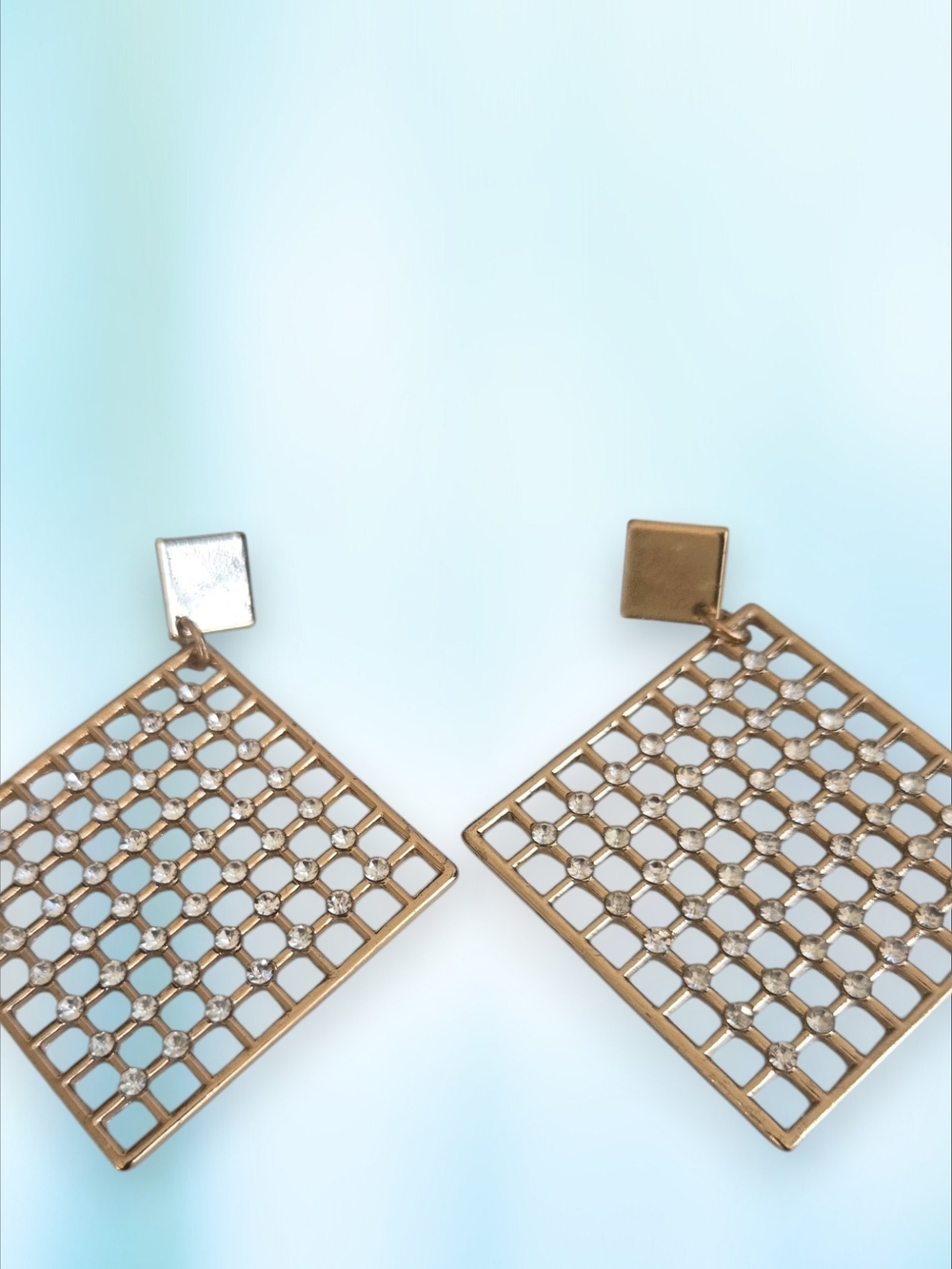 Aldo Gold Openwork Grid Drop Earrings